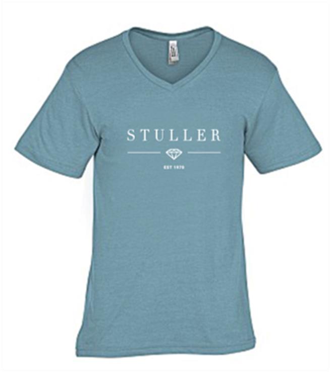 $14 - Vneck Short Sleeve StoneBlue- Diamond - est. 1970 T-Shirt